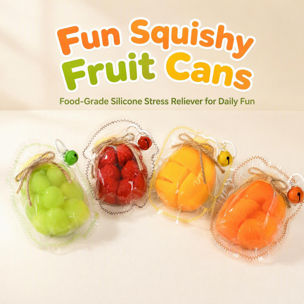 Canned Fruit Squishy Toy – Cute Fruit-Tin Shaped Quick-Rebound Stress Relief Squeeze Toy (4 Kinds)