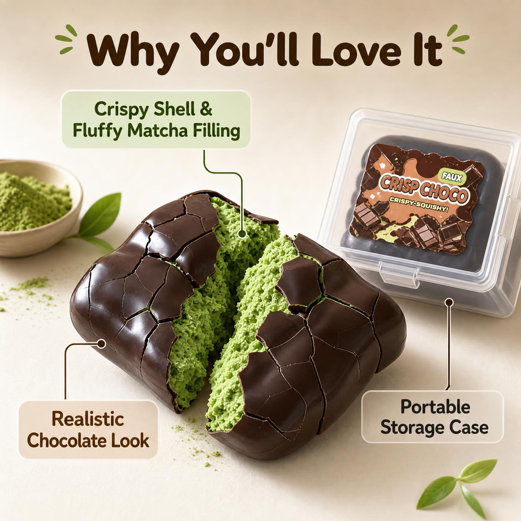 Crispy Chocolate Squishy Toy – Crackling-Shell Chocolate-Bar Shaped Stress Relief Squeeze Toy in Plastic Gift Box