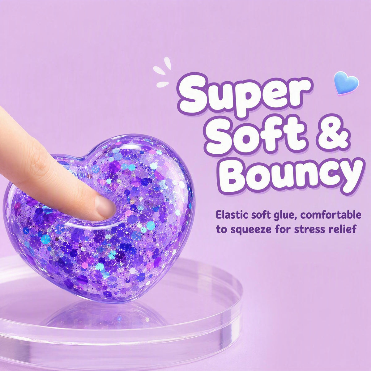 Heart Glitter Burst Squishy Toy – Sparkly Slow-Rise Fidget for Stress Relief