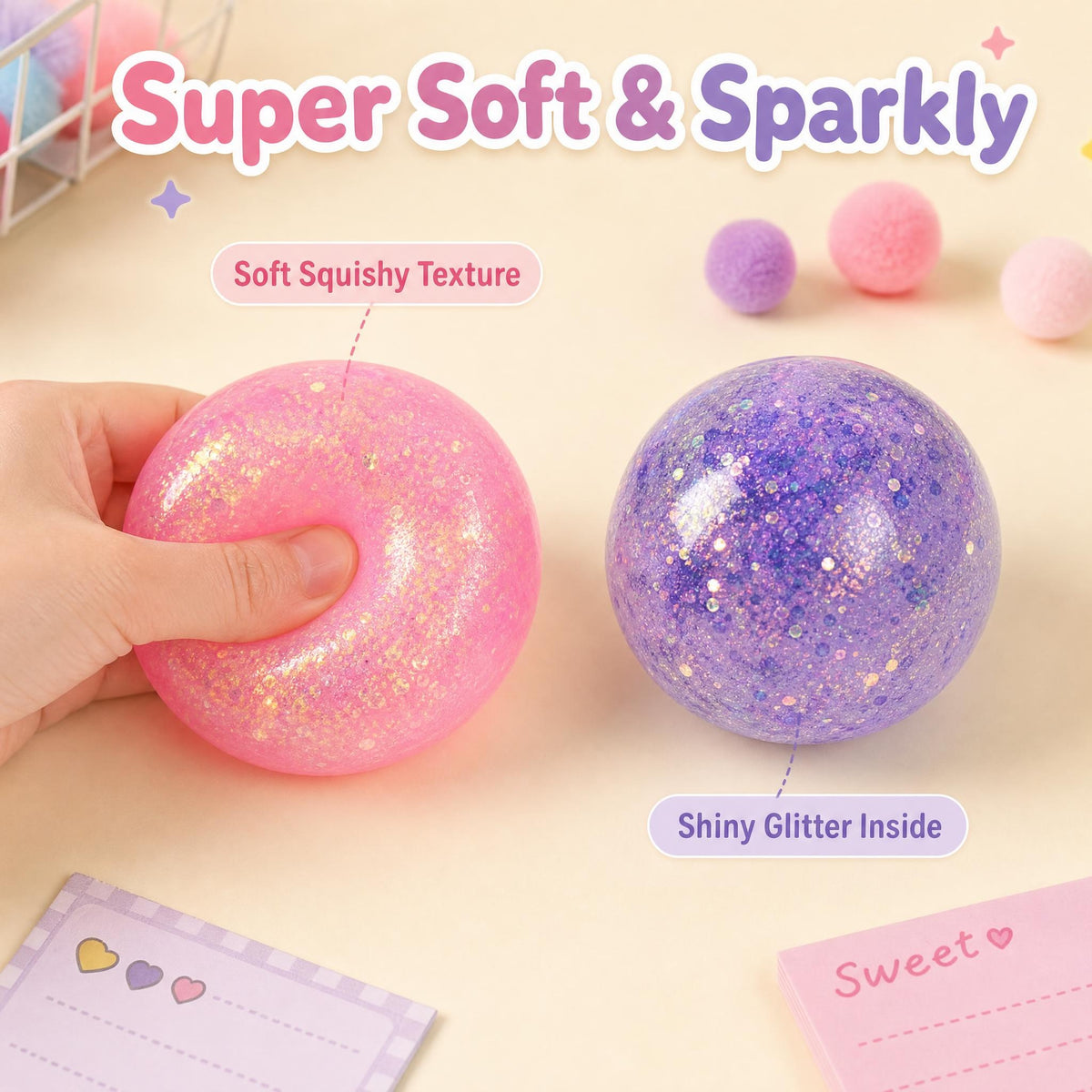 Glitter Squishy Ball – Sparkling Squeeze Stress Relief Toy