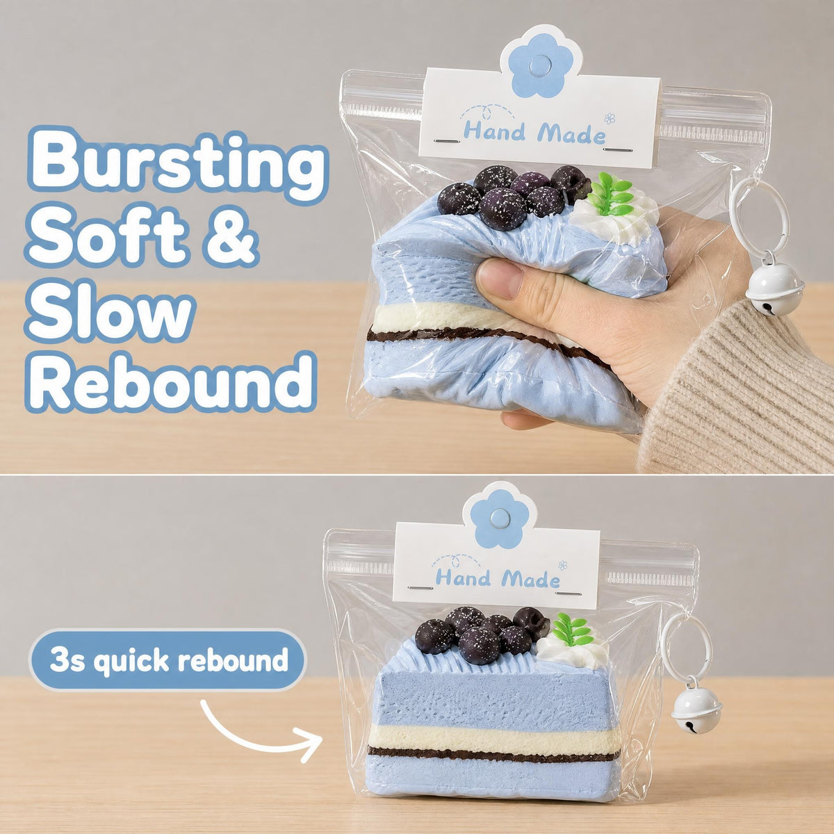 Cake Squishy Toy – Cute Dessert-Inspired Quick-Rebound Stress Relief Squeeze Toy (6 Colors)