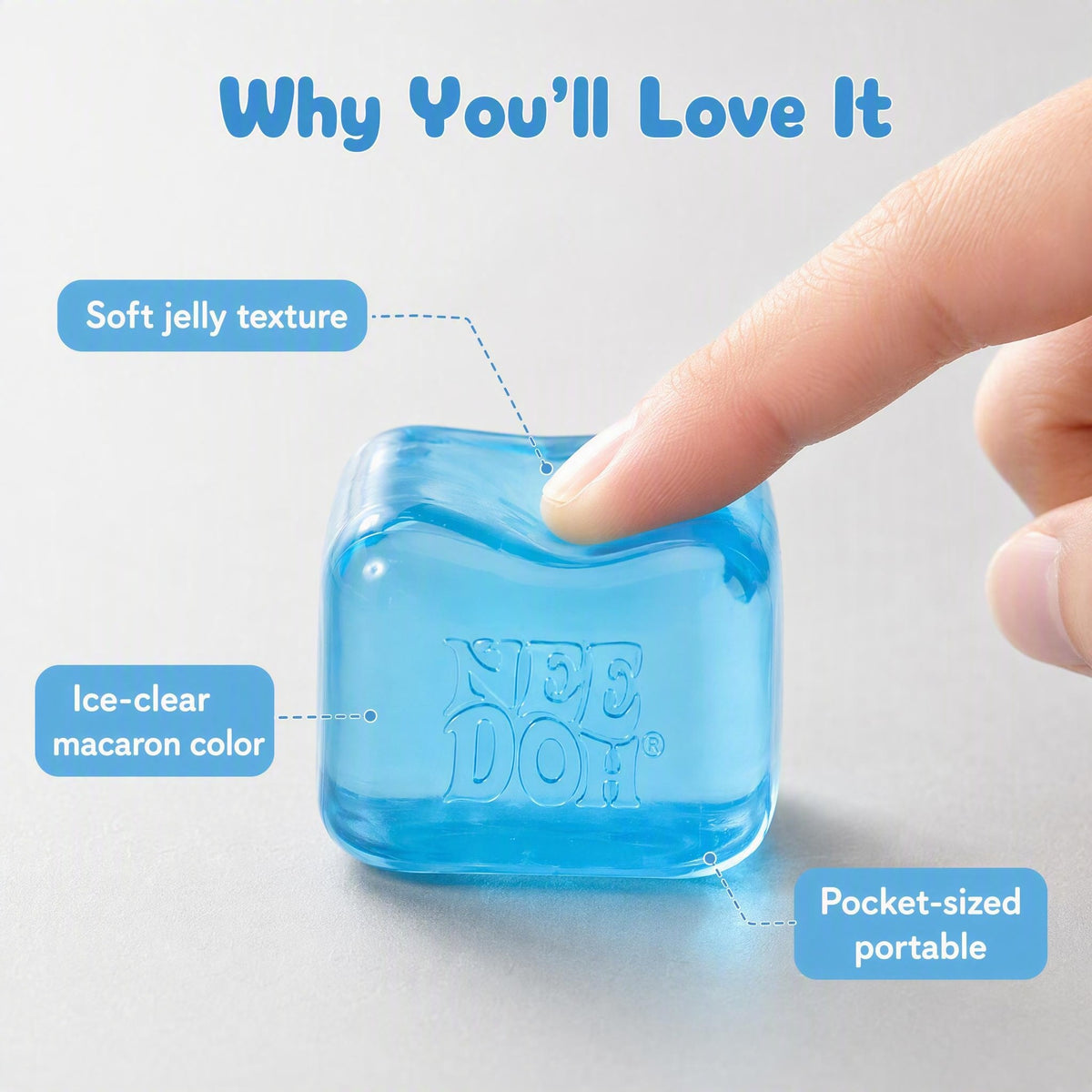 Ice Cube Squishy Toy – Crystal-Clear Jelly-Like Quick-Rebound Stress Relief Squeeze Set (4 Cubes, 4 Colors)