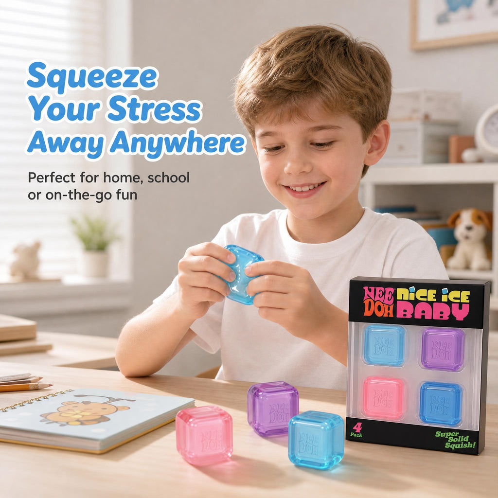 Ice Cube Squishy Toy – Crystal-Clear Jelly-Like Quick-Rebound Stress Relief Squeeze Set (4 Cubes, 4 Colors)