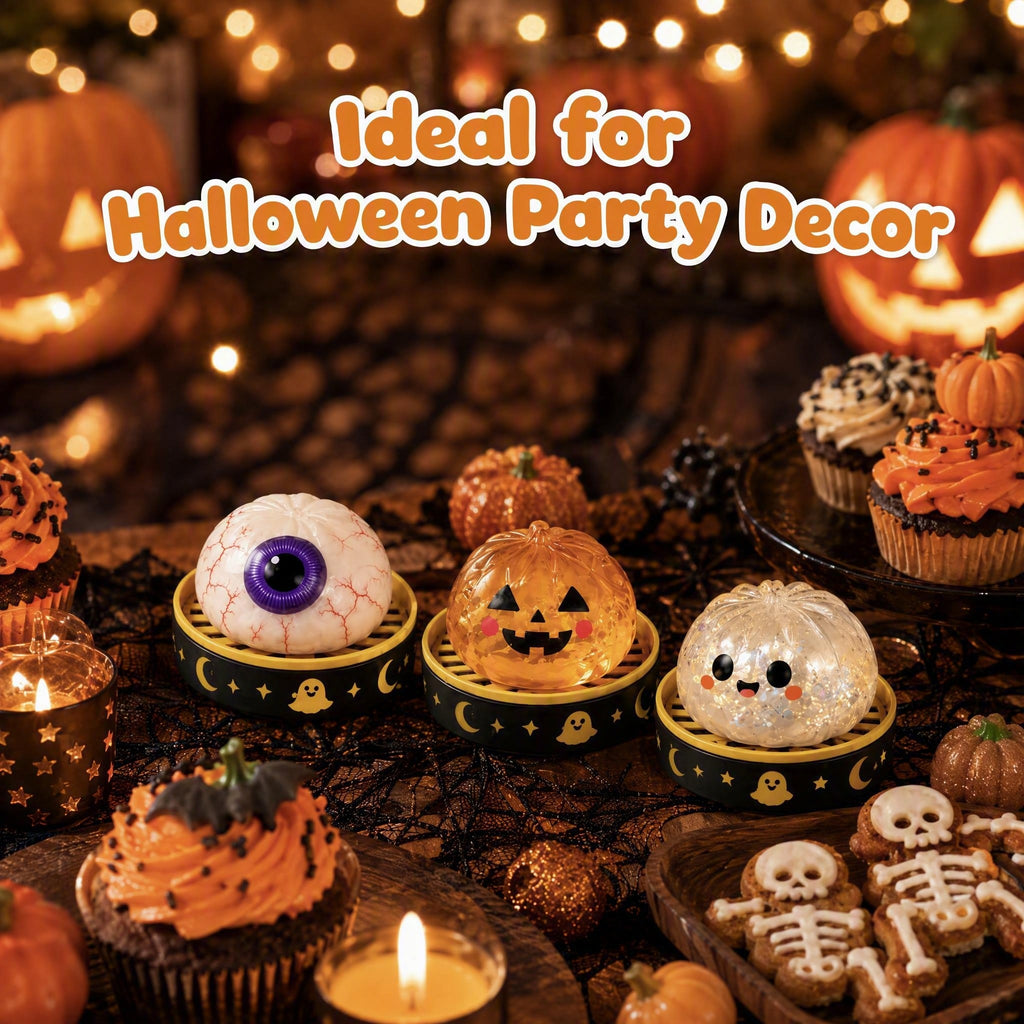 Halloween Sparkle Pumpkin Squishy Toy – Glitter-Filled Sensory Fidget for Stress Relief